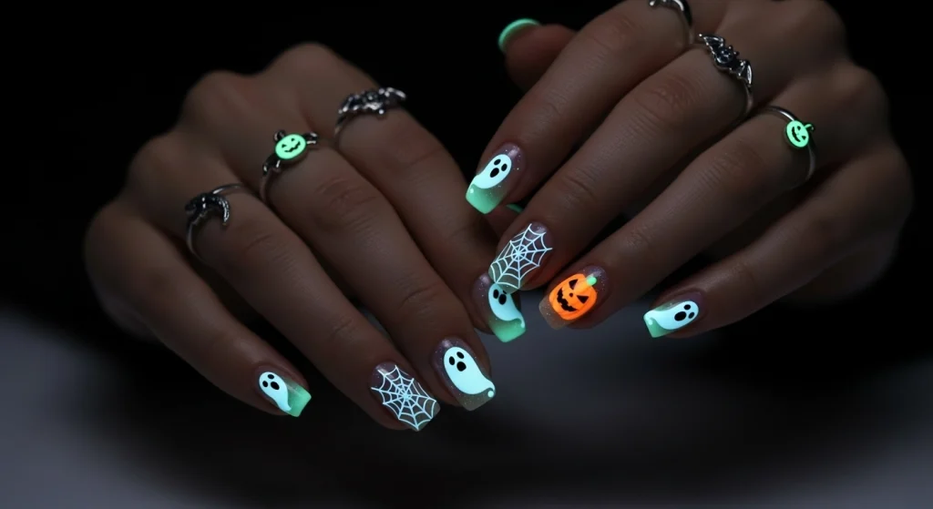 25 Spooky & Stylish Halloween Nail Designs for 2025 — From Cute to Creepy Chic 11 Glow-in-the-Dark Halloween Nails