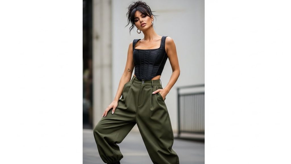 25 Baggy Pants Outfits You’ll Want to Wear on Repeat in 2026 11 Baggy Pants with a Corset or Structured Top