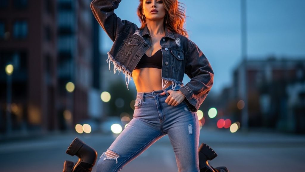 Cropped Jacket With High-Rise Jeans