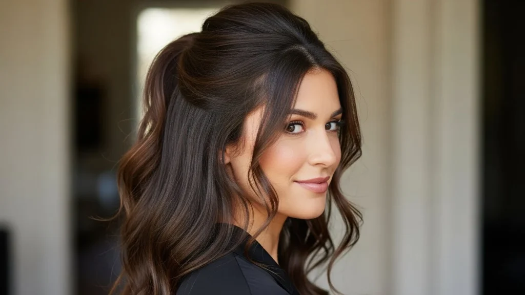 23 Quick Weave Hairstyles Half Up Half Down That Are Easy & Stylish 10 Loose Wave Half Up Half Down