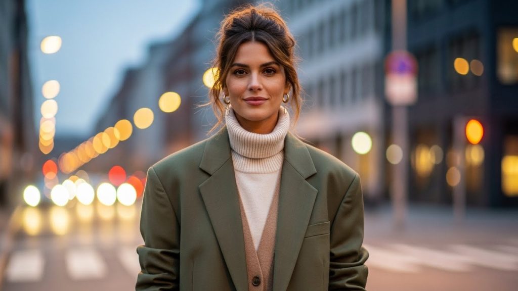 25 NYC Winter Outfits to Keep You Stylish & Cozy in 2026 5 Oversized Blazer & Layered Turtlenecks