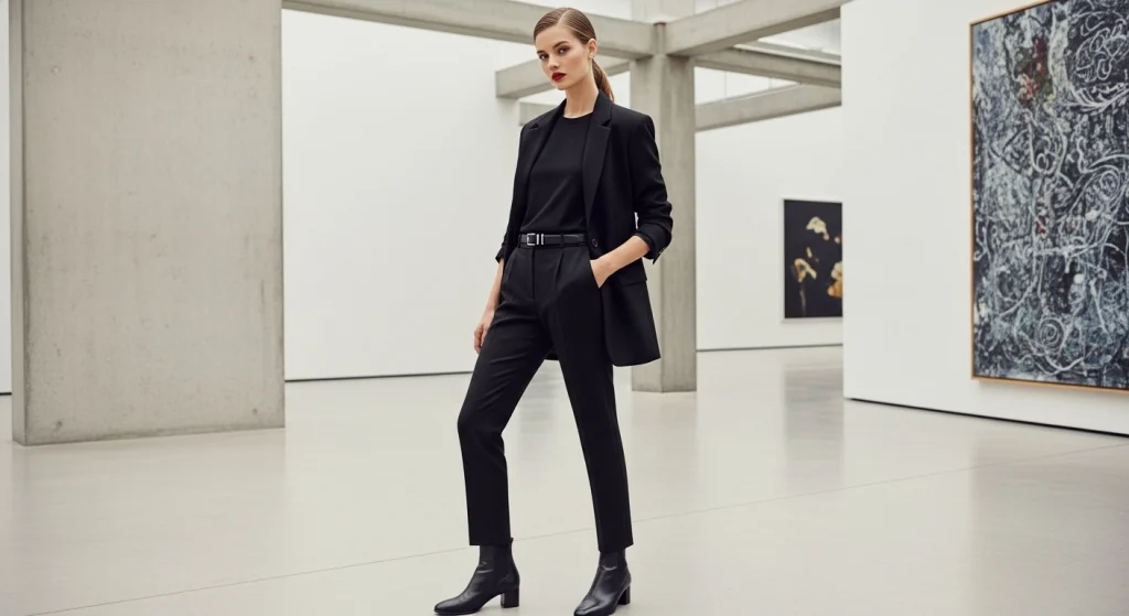 25+ Work Conference Outfits Women: Professional & Stylish Looks for 2026 3 The Monochrome Black Ensemble
