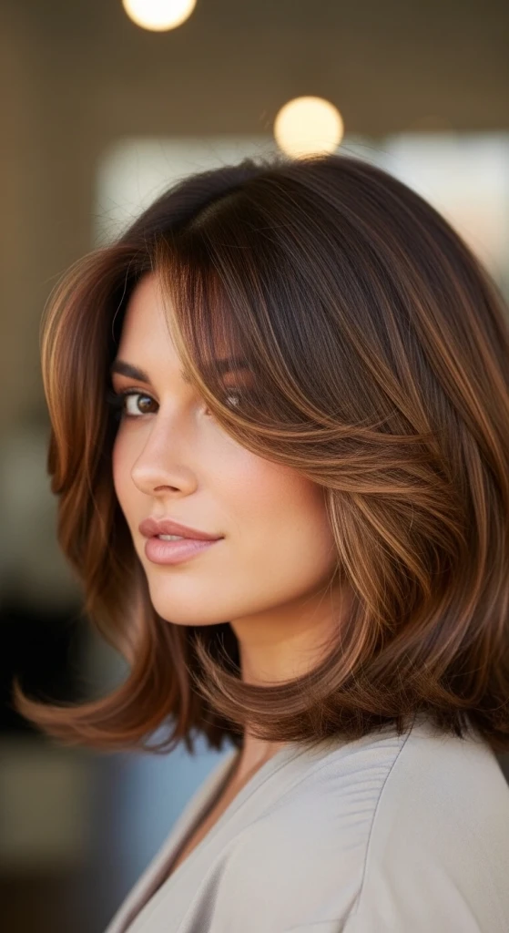 23 Rich Chocolate Brown Hair Ideas That Are Going Viral This Season 7 Chocolate Lob with Face-Framing Pieces.jfif