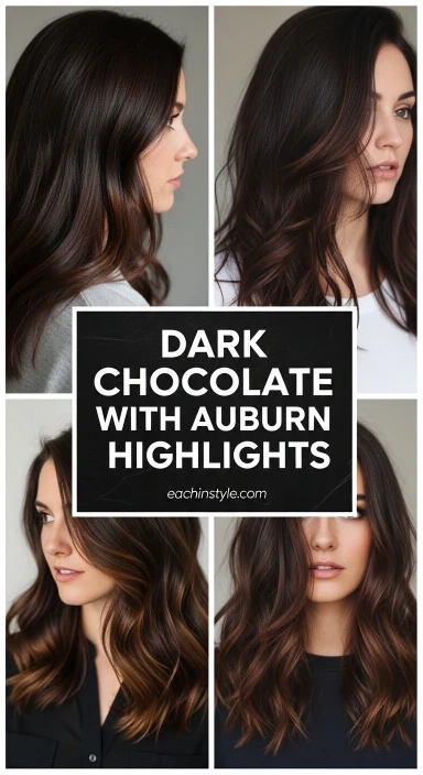 27 Highlights on Brown Hair Ideas for 2026 6 Dark Chocolate with Auburn Highlights.jfif