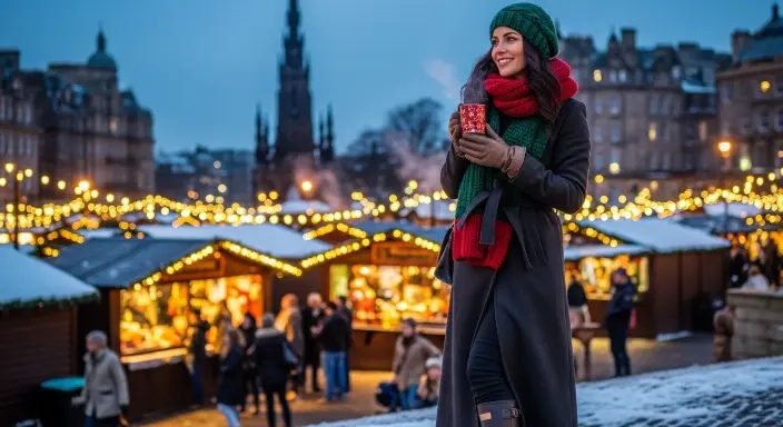 20 Best Edinburgh Outfits to Pack for Your Scotland Trip in 2026 14 Edinburgh Winter Christmas Market Outfit.jfif
