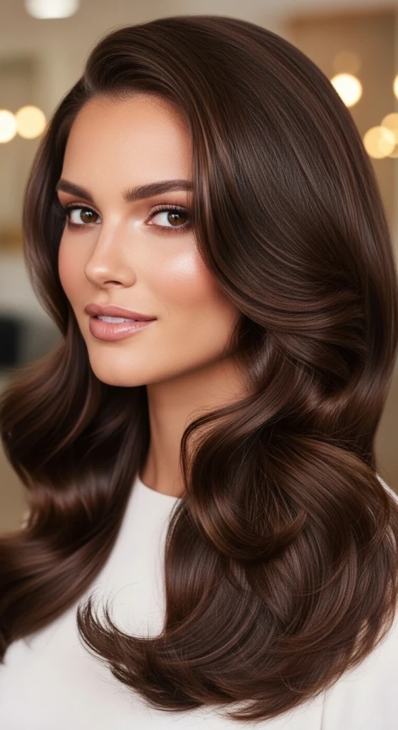 23 Rich Chocolate Brown Hair Ideas That Are Going Viral This Season 13 Glossy Chocolate Blowout.jfif