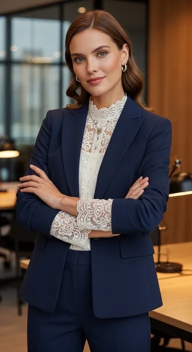 Lace Blouse Under a Tailored Blazer for Work.jfif
