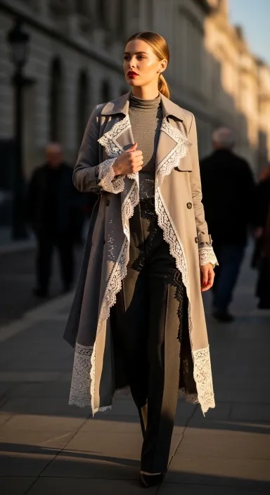 Lace-Edge Trench Coat Over a Monochromatic Look.jfif