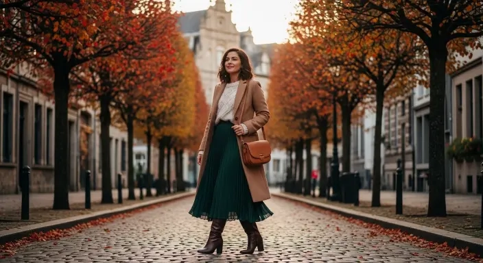 20 Best Edinburgh Outfits to Pack for Your Scotland Trip in 2026 7 Midi Skirt and Knee High Boots.jfif
