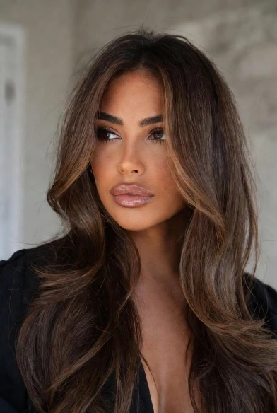 27 Highlights on Brown Hair Ideas for 2026 9 Mocha Brown with Dimensional Babylights