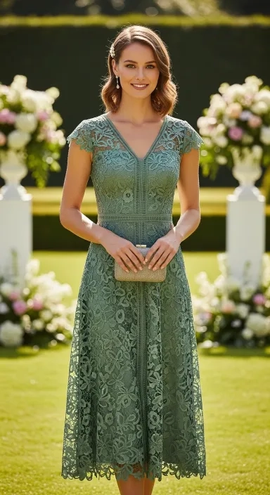 Sage Green Lace Dress for Wedding Guest Season.jfif