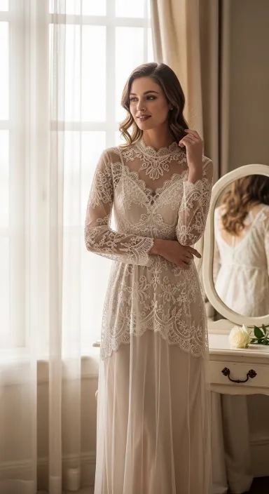 Sheer Lace Layer Over a Slip for Maximum Romance.jfif