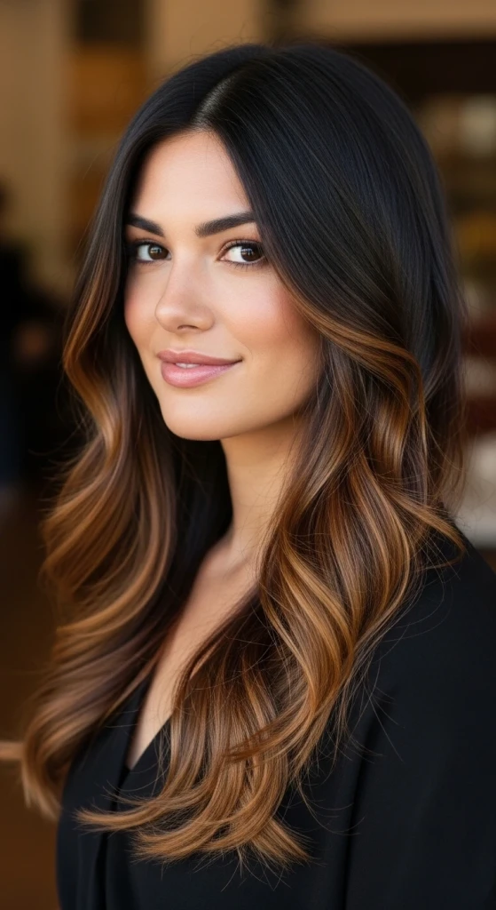 23 Rich Chocolate Brown Hair Ideas That Are Going Viral This Season 20 Warm Brown Balayage on Very Dark Hair.jfif