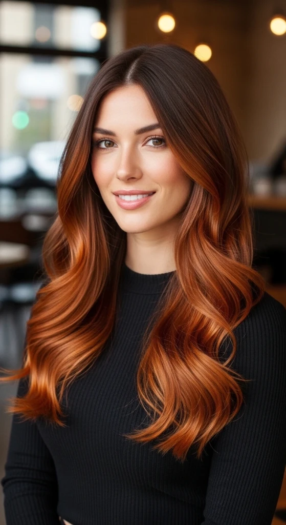 23 Rich Chocolate Brown Hair Ideas That Are Going Viral This Season 8 Wavy Chocolate Brown with Auburn Ends.jfif