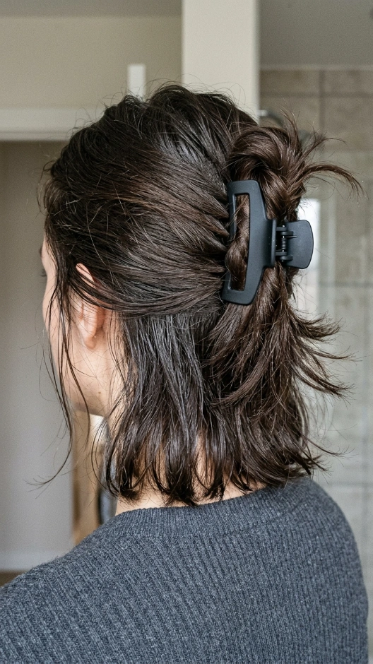 Greasy Hair Claw Clip Updo
