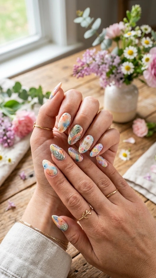 Abstract Spring Art May Nails