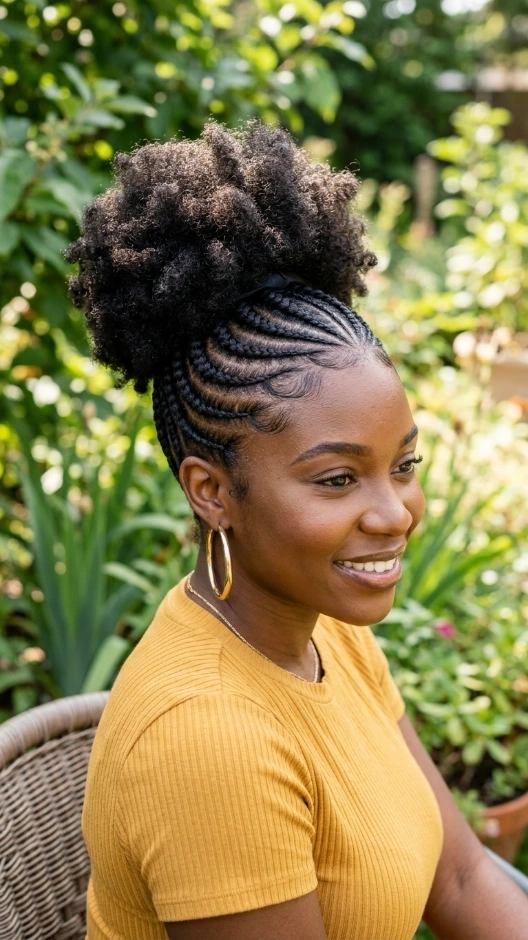 Feed-In Cornrow Puff
