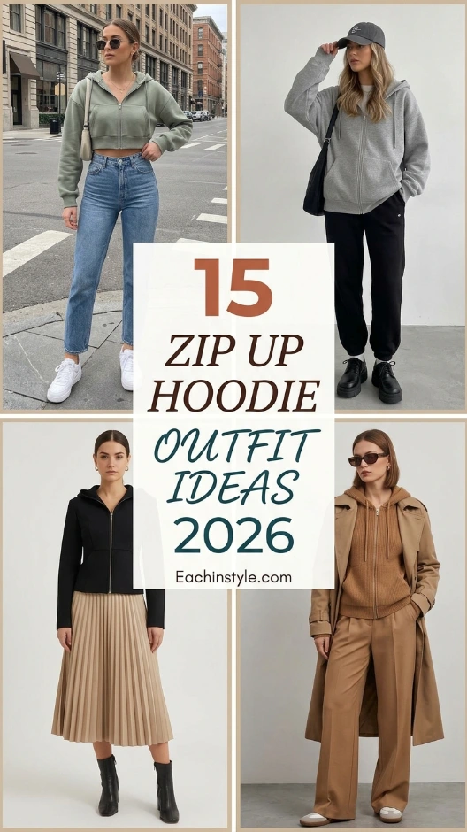 15 Zip Up Hoodie Outfit Ideas 2026 | Cozy, Cool, and Surprisingly Stylish 19 Elevated Evening Zip Up Hoodie Outfit