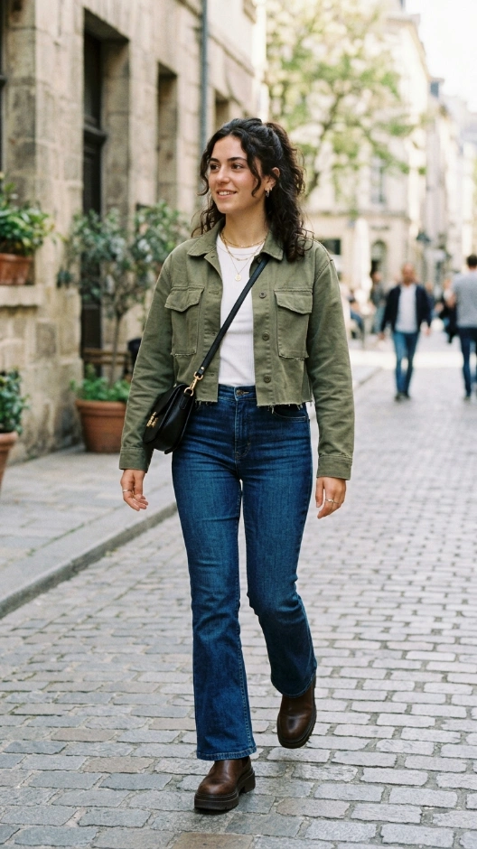 18 Boot Cut Jeans Outfit Ideas That Look Stylish and Timeless 9 Boot Cut Jeans With a Cropped Jacket
