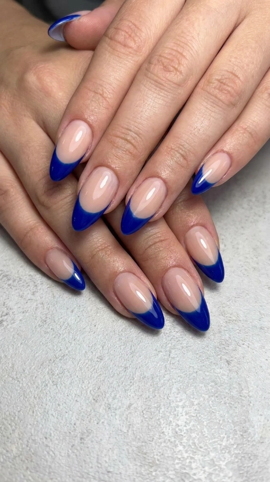 15 Blue Nails Ideas That Are Stunning, Versatile, and Always in Style 7 Cobalt Blue French Tip Nails