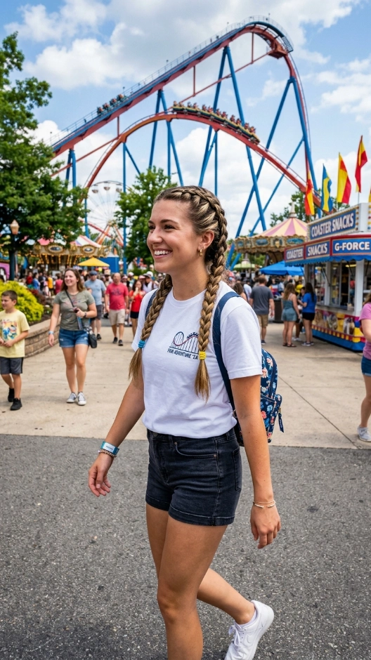 20 Hairstyles for Amusement Parks That Survive Rides and Heat 8 French Braid Pigtails