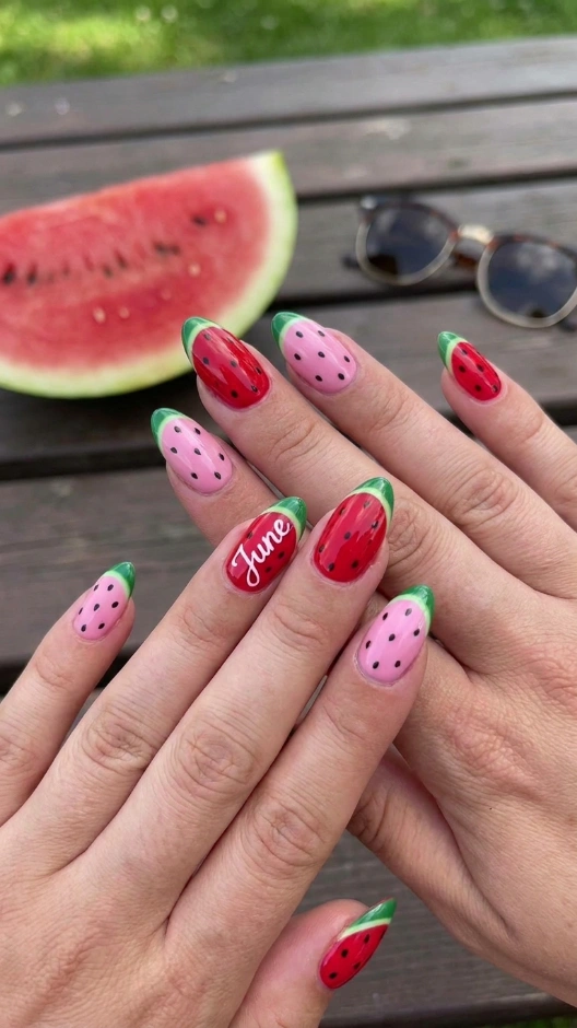 19 June Nails Ideas 2026 — Fresh, Bold, and Absolutely Beautiful 10 Watermelon Inspired June Nails