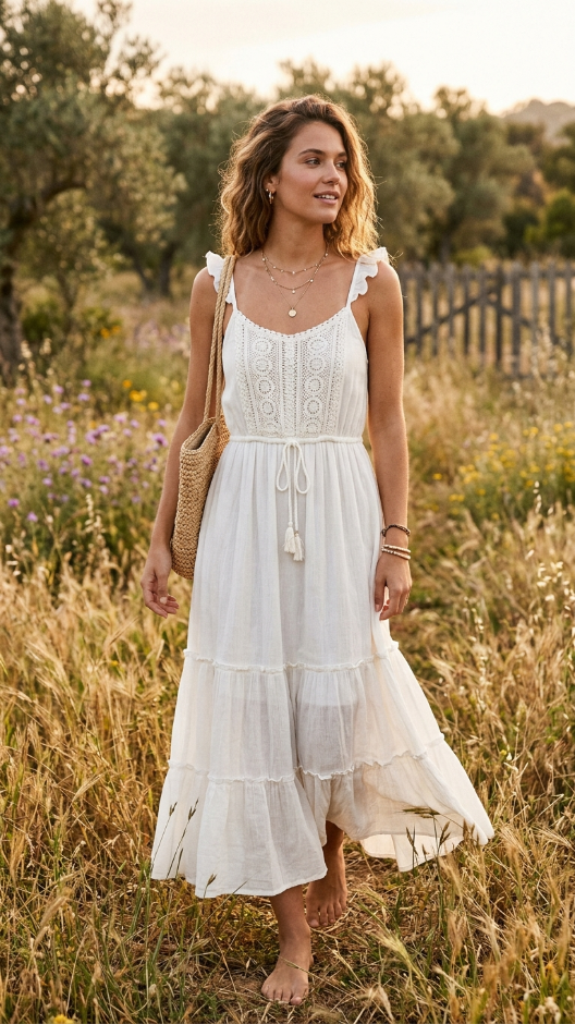 White Boho Sundress