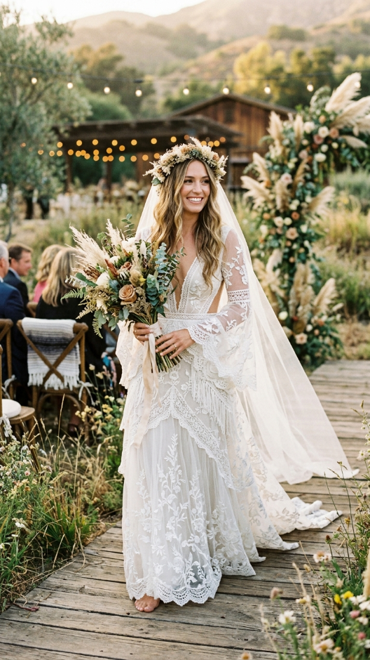 White Boho Wedding Dress